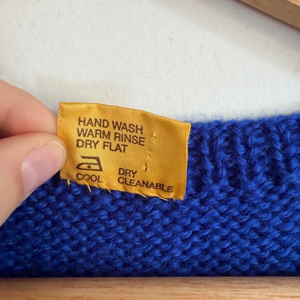 Vintage Handmade Royal Blue Sheep Knit New Zealand Sweater Vest size Large EUC - Picture 5 of 7